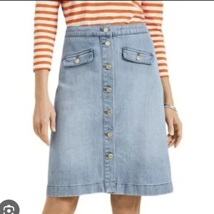 Talbots Light Blue Button-Front A-Line Skirt